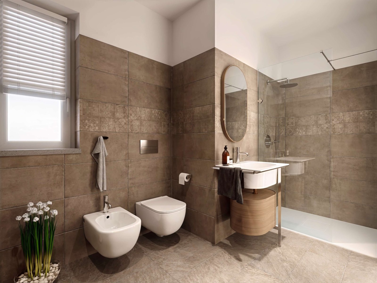 render bagno moderno appartamento lago di garda