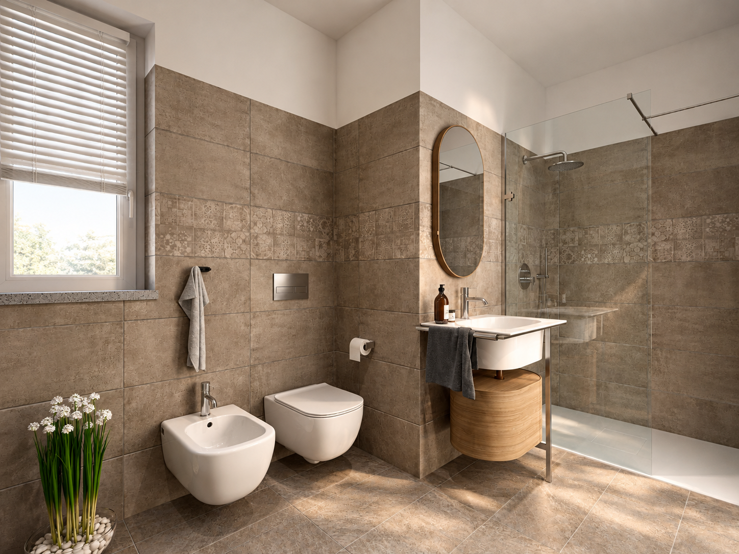 render bagno moderno appartamento lago di garda