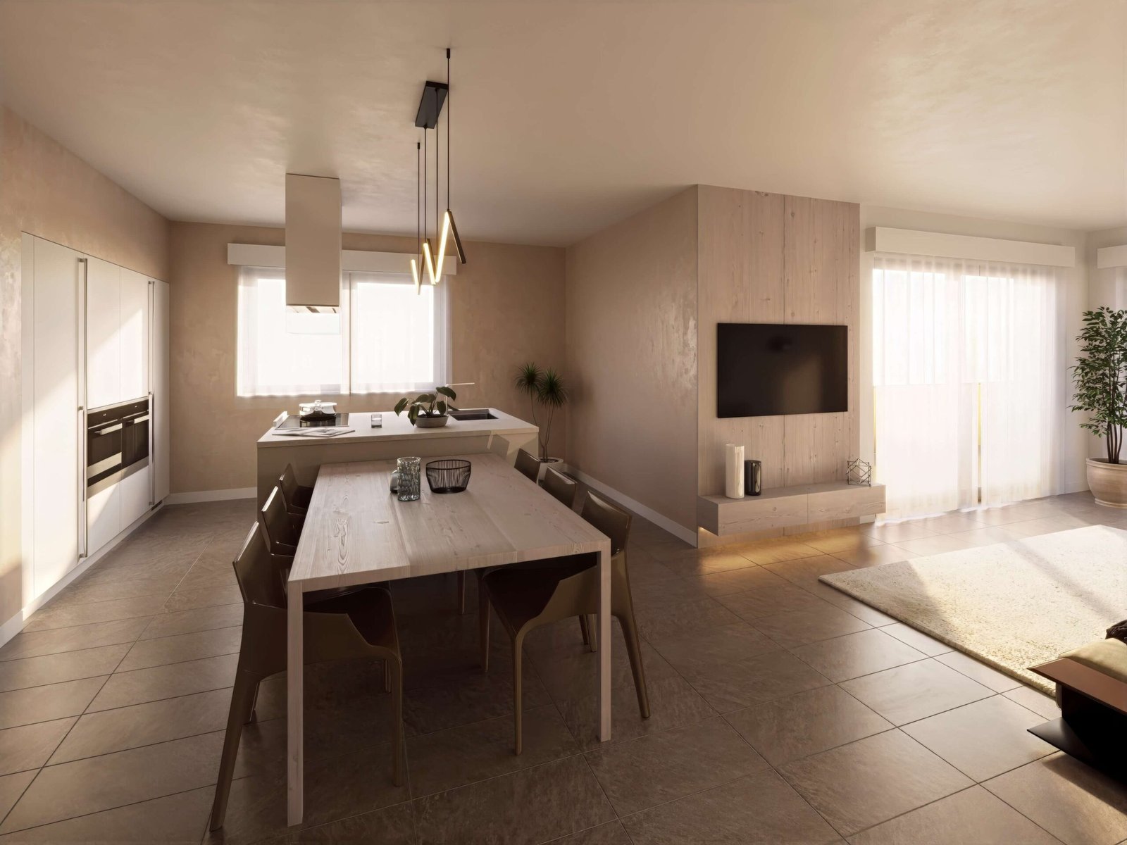 render immobiliari lago di garda open space cucina e zona pranzo