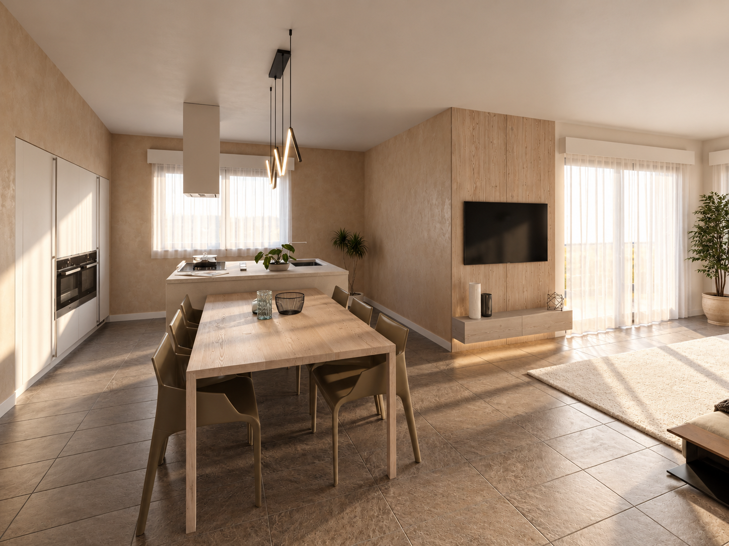 render immobiliari lago di garda open space cucina e zona pranzo