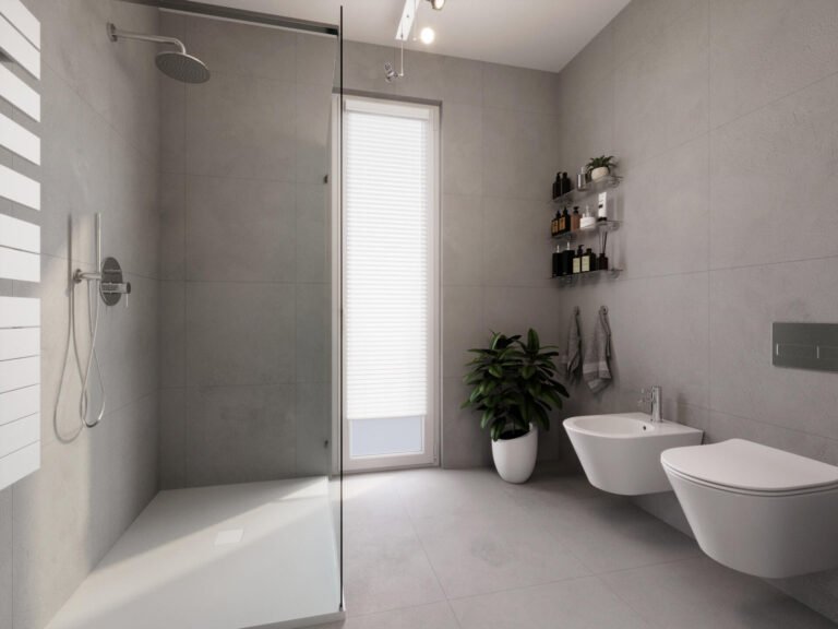 render bagno moderno appartamento ristrutturato sottotetto Casteggio