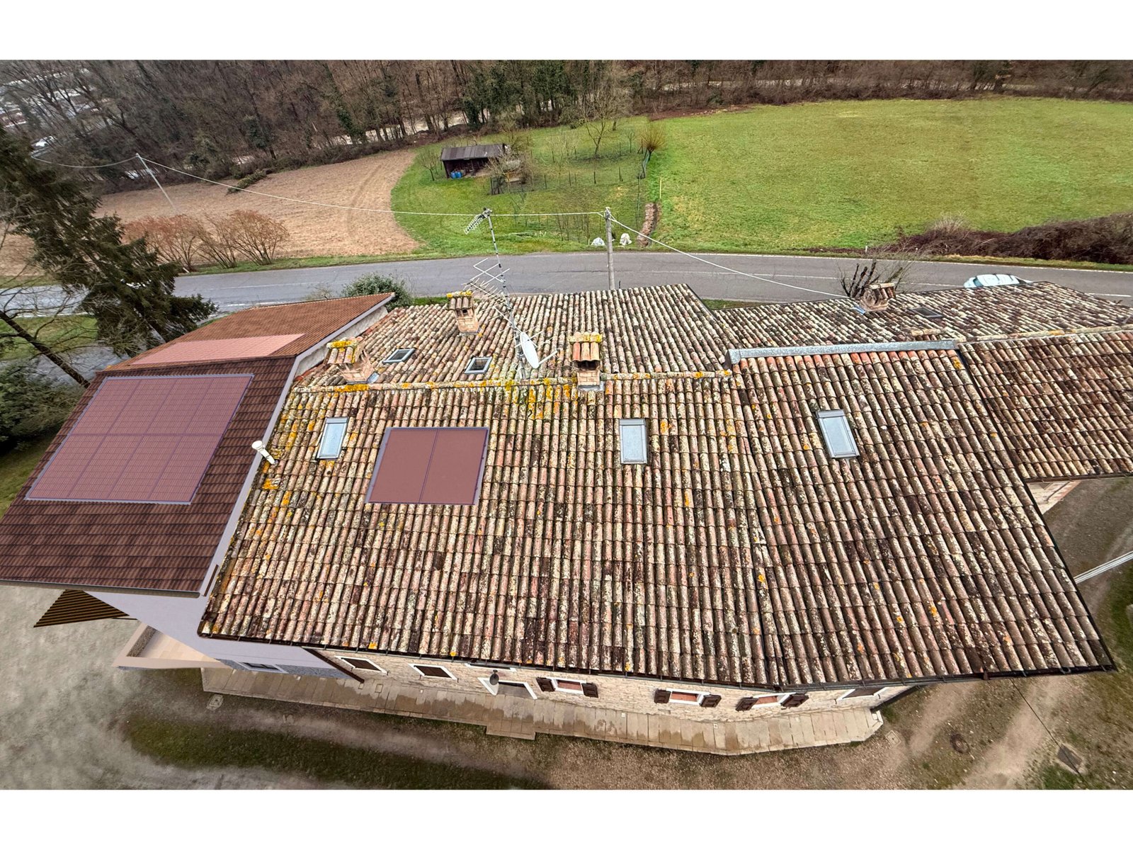 Analisi della copertura del rustico per fotoinserimento architettonico