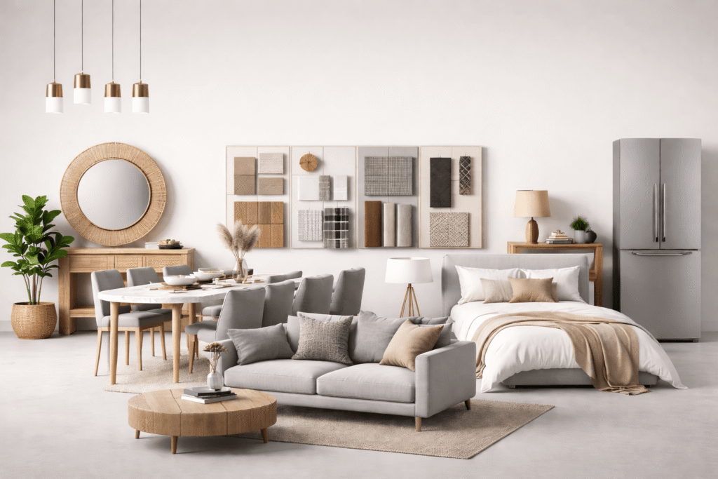 Libreria di arredi e finiture utilizzata per render rapidi nei servizi di marketing immobiliare